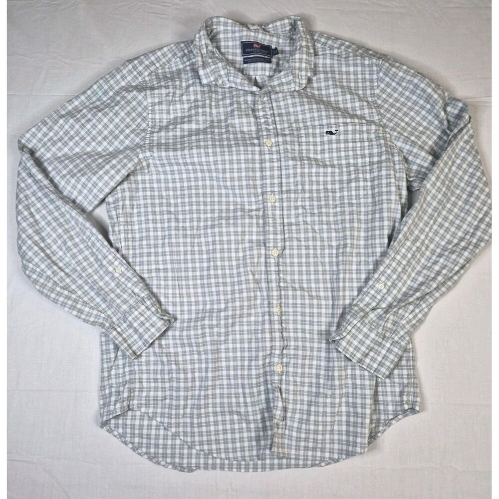 Vineyard Vines Classic Fit Tucker Shirt Mens Medium Gray Gingham Button Down
